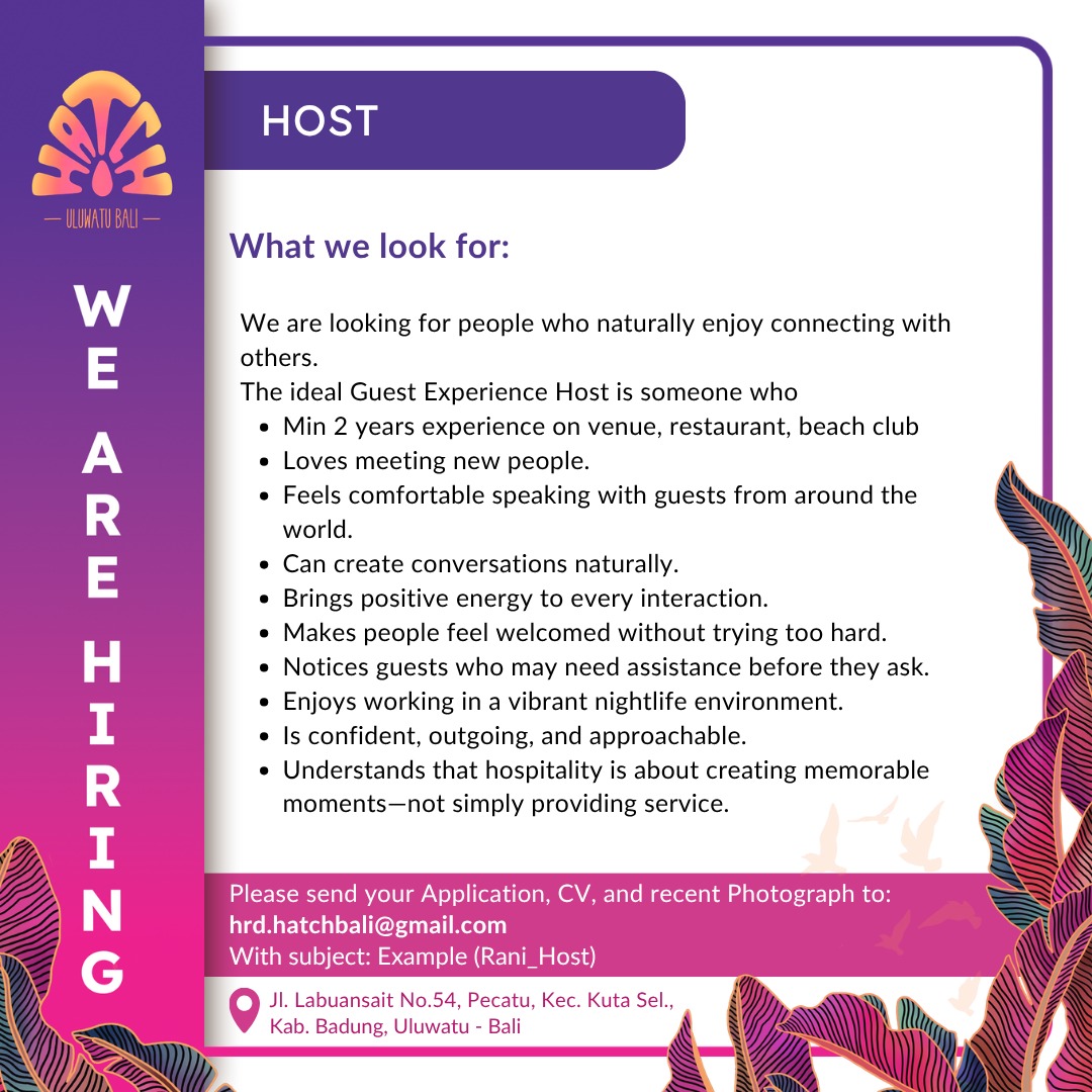 Hatch Uluwatu - Host vacancy