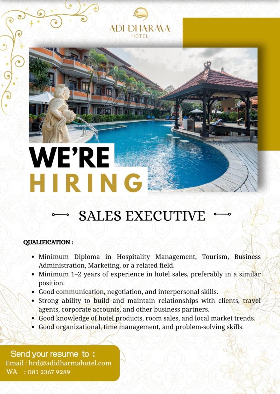 Adi Dharma Hotel hiring Sales Executive